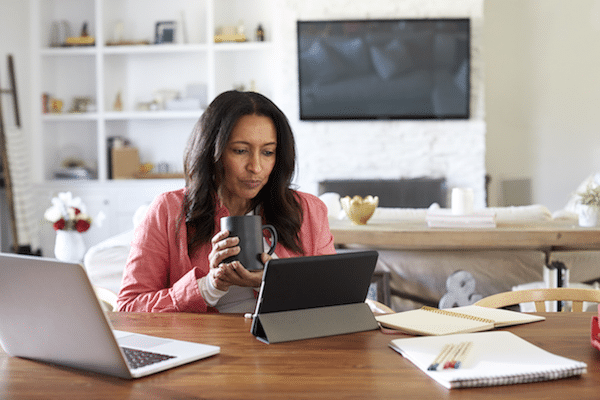 woman busy on computer